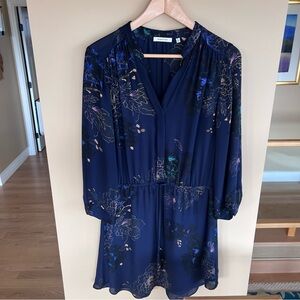 Babaton Midnight Blue Floral Long Sleeve Dress